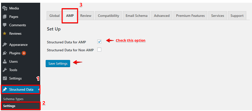 Structured data-Settings-AMP