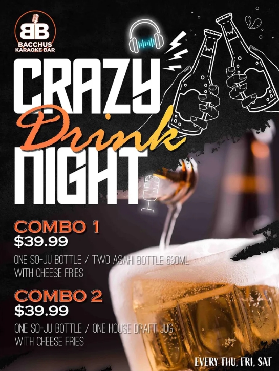 crazy drint night bacchus calgary karaoke bar night clubs restaurants restaurants near me bars near me karaoke bar 1